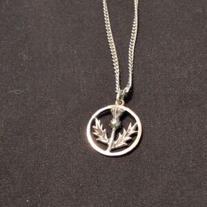 Elegant Stainless Thistle Pendant Necklace.
